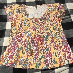 Mengpipi Colorful Floral Print Blouse size XL